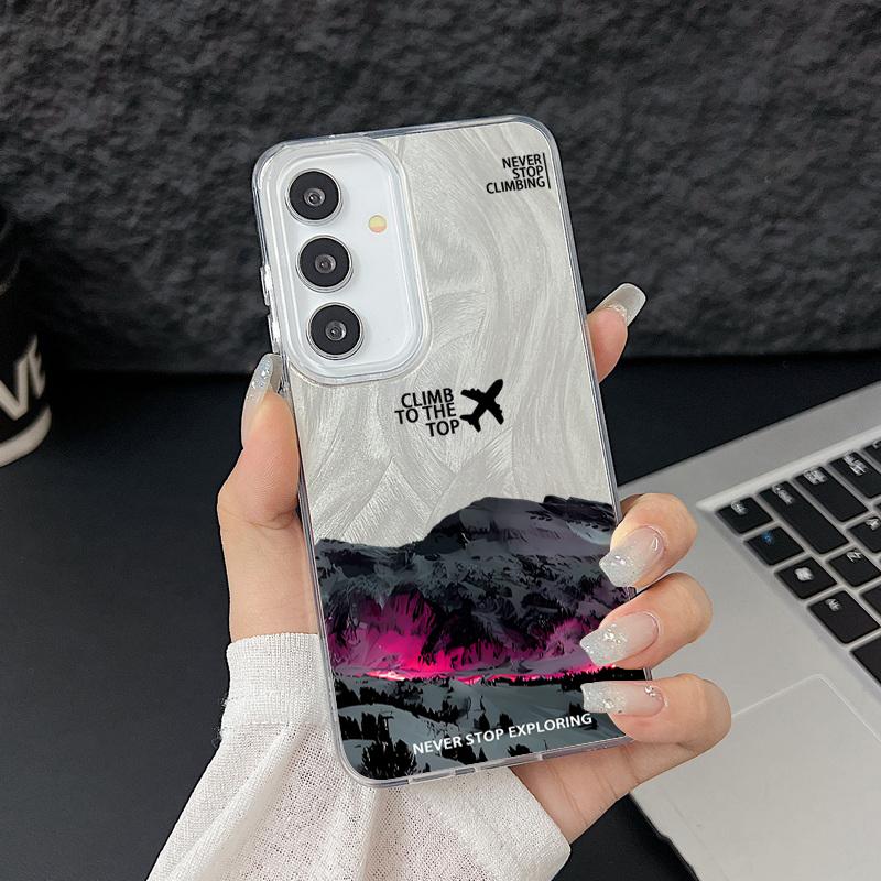 Camlet Laser Case For Samsung Galaxy S25 S24 S23 Ultra Plus S24 FE A55 A56 A54 A25 A15 A16 A34 Mountain Peak Print Phone Cover