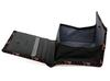 Indenya Inden Bifold Wallet with H-shaped Bill Compartment and Box-Shaped Coin Purse, Deerskin Leather, Black with Pink Lacquer, Cosmos Pattern,
