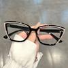 Personalized Cat Eye Clear Splicing Color Glasses Retro Color Block Fashion Decorative Glasses Computer Spectacles for Women