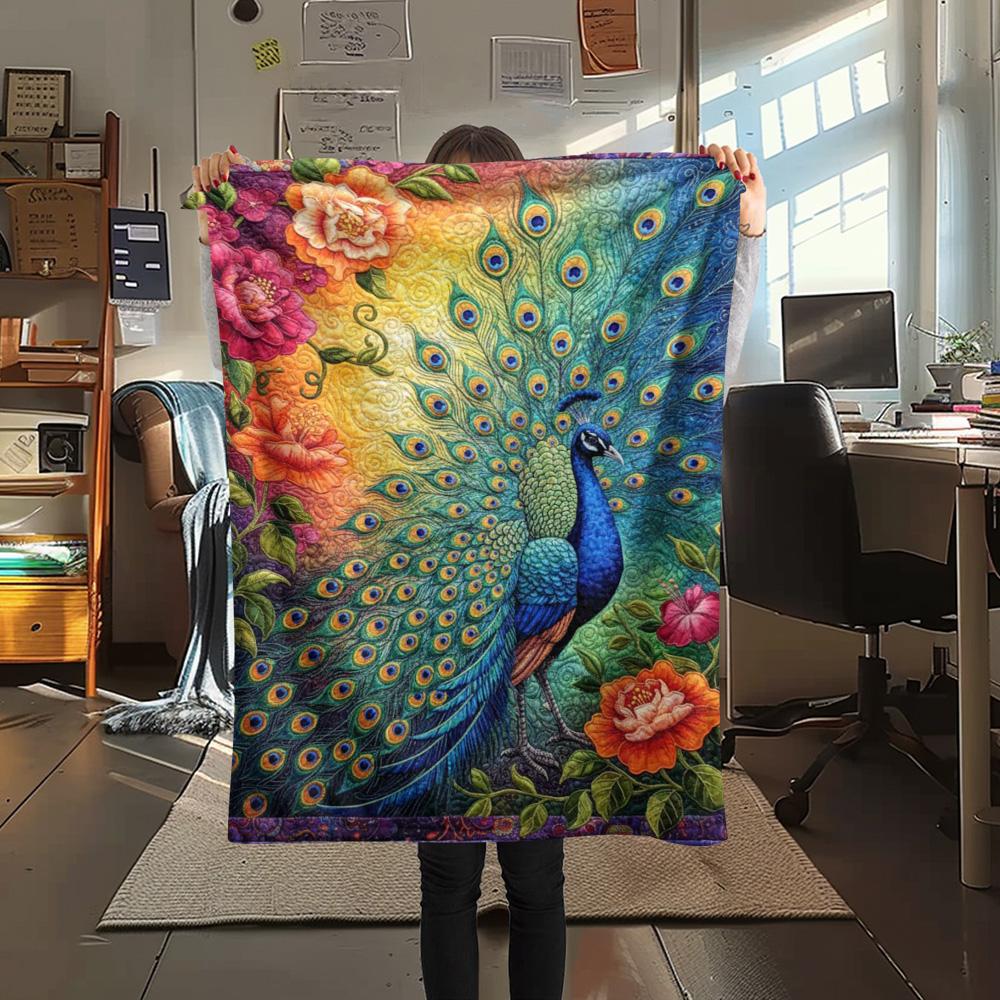 1PC Quilting Print FlAannel Blanket, High Quality Comfortable for All Seasons, Home Decor, Warmth and Comfort