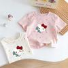 Girls Summer Short Sleeve T Shirt Cute Cartoon Polka Dot Print Breathable Casual Trendy Top