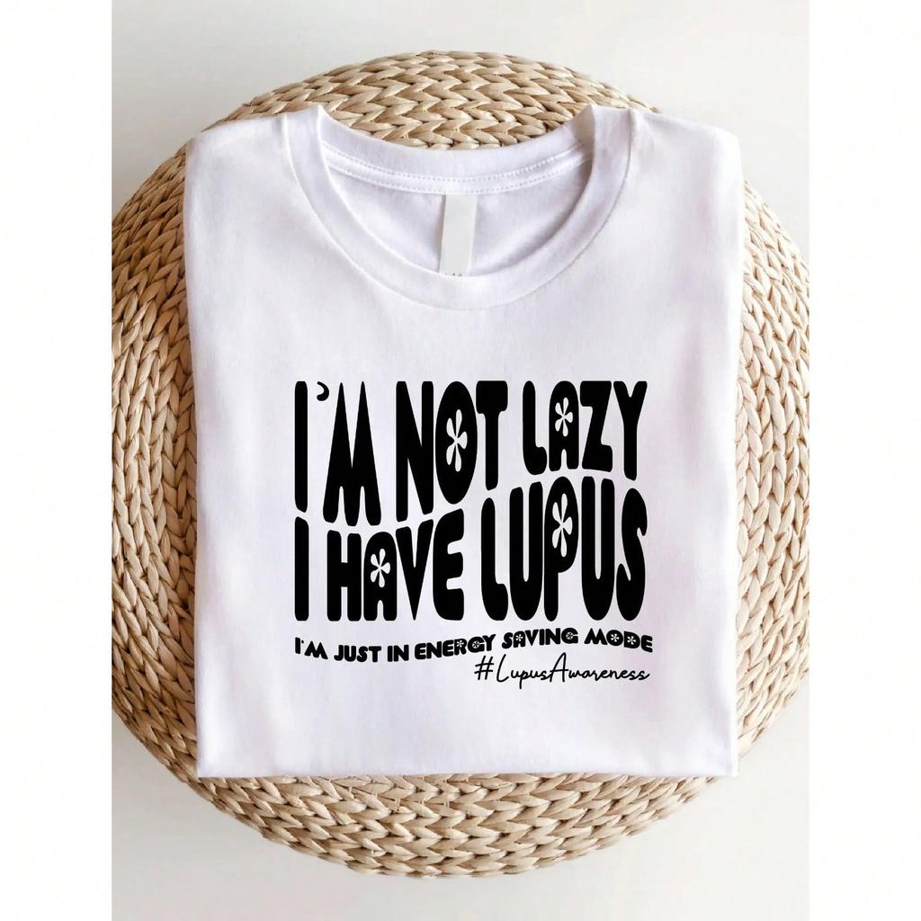Lupus Shirt, Casual Crew Neck T-Shirt, Lupus Letter Print Comfort Tee Clothing