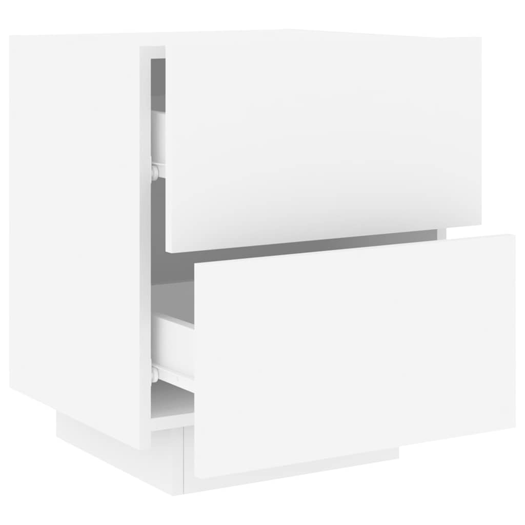 LED Nightstand, White, Wood-Based Material