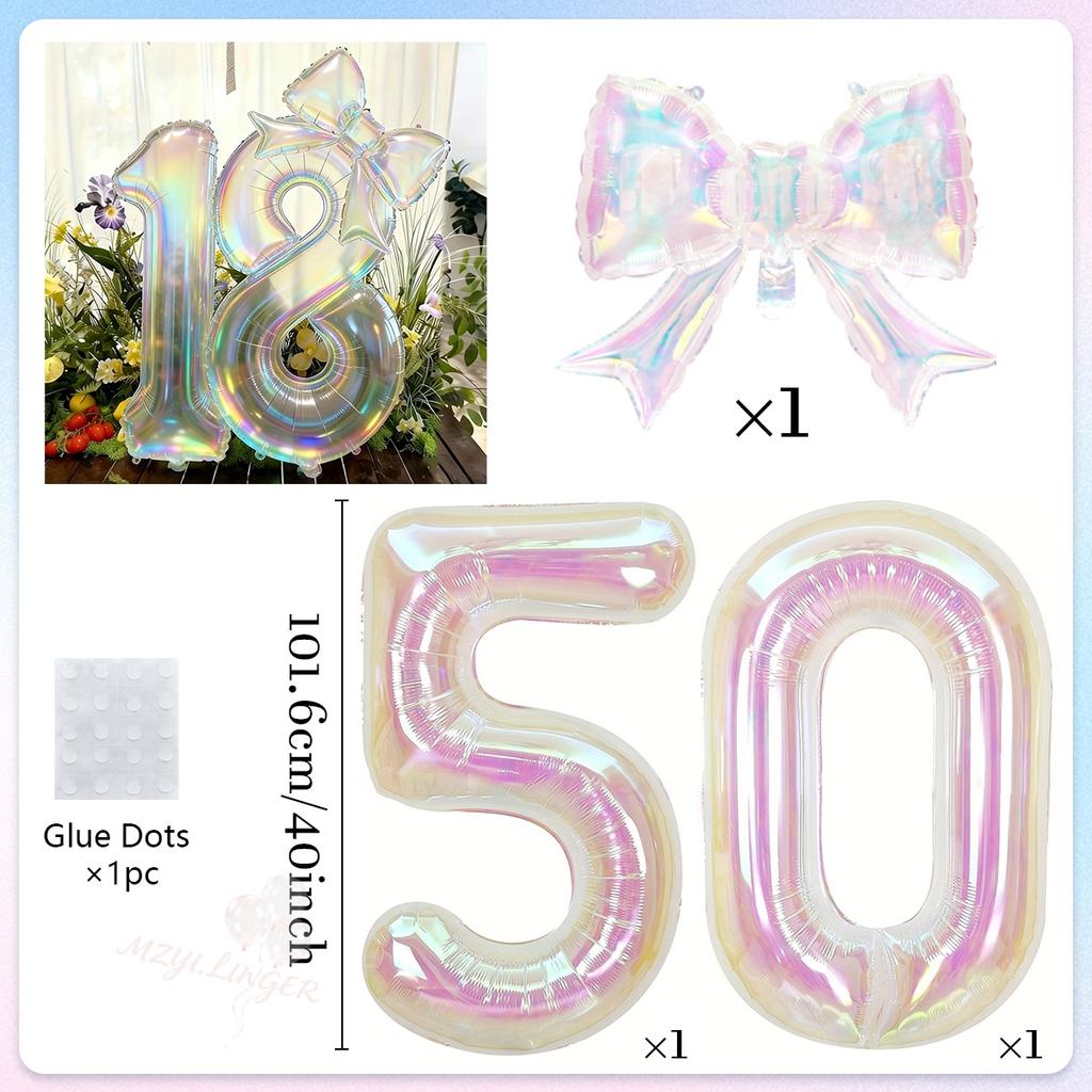 Colorful Transparent Digital Balloon Colorful Bow Balloon, Used for Birthday Parties and Anniversary Decoration