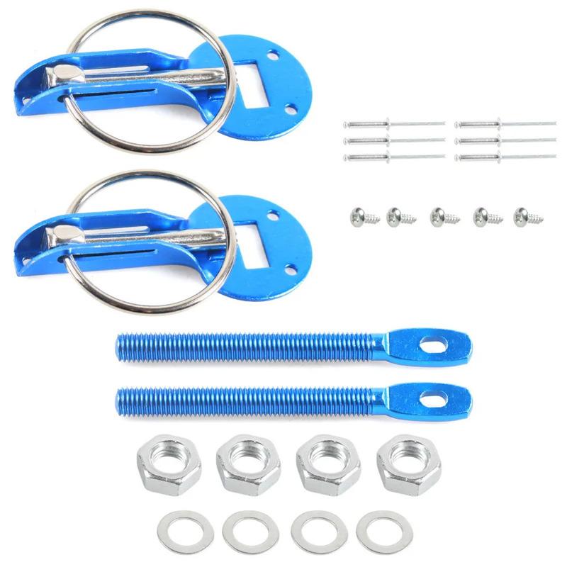 Automotive Aluminum Alloy Hood Lock Kit with Pin Bonnet Lock Latch Ensures Engine Safety and Reduces Hood Vibration on Vehicle
