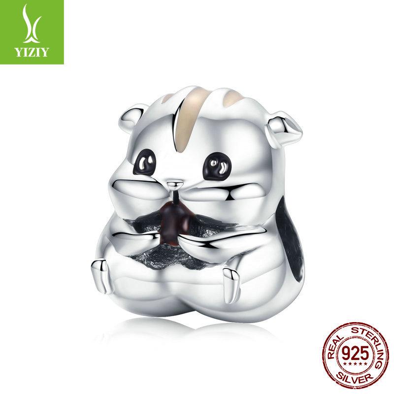 

Handmade Sterling Silver Hamster Bead - Cute DIY Animal Accessory, 925 Silver Silver