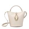 Large Capacity Tote Bag Women Stylish Single Shoulder With Zippered Pocket PU Leather Water Bucket Shape Daily Use