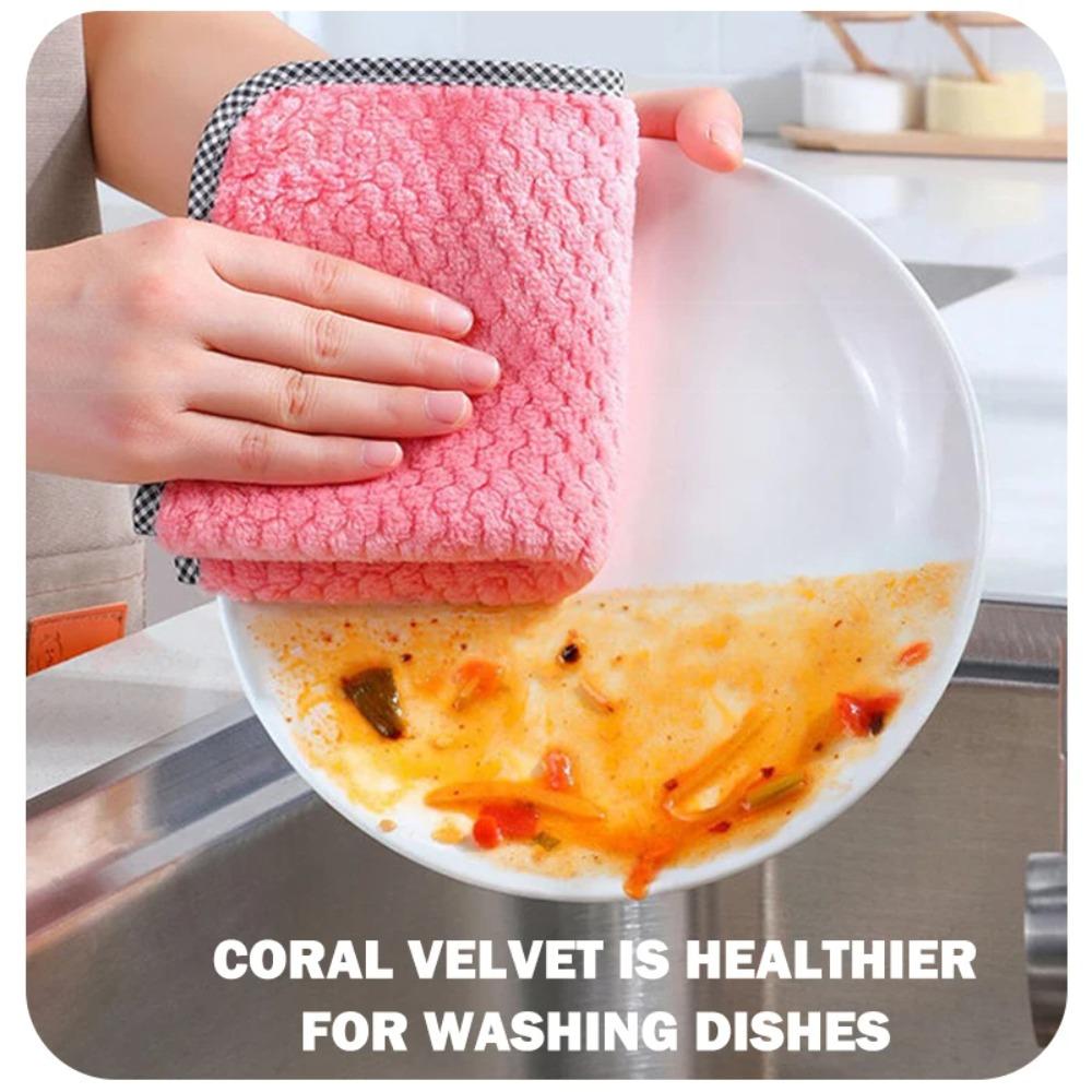 10Pcs Reusable Table Cleaning Cloth Microfiber Kitchen Rag Scouring Pad Kitchen Dish Towels  Home