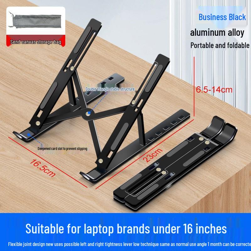 Portable Aluminum Laptop Stand: Foldable, Adjustable Height, Stable Support with Heat Dissipation