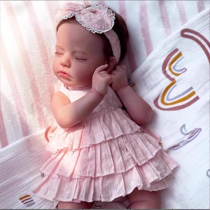 

19 Inch Rebirth Doll Silicone Vinyl Full Body Realistic Newborn Girl Interchangeable Clothes Colorful Simulation Baby Doll Children s Toy Gifts 19 inch Half rubber doll розовый