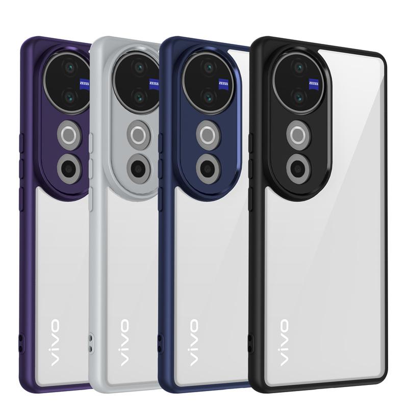 Vivo V40 VivoV40 V2348 Case Plating Silicone Bumper Shockproof Clear Back Cover Hard Matte Phone Case for Vivo V40 Pro 5G V2347