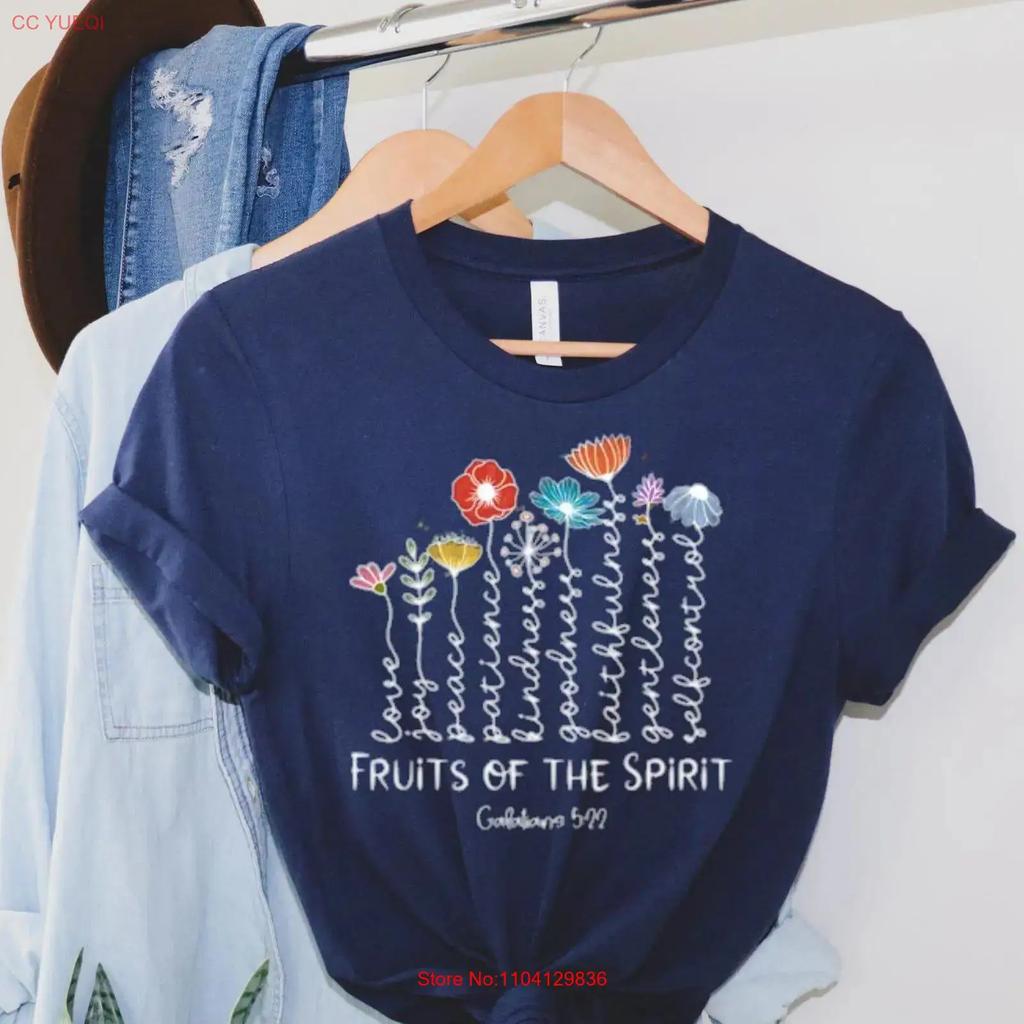 Früchte des Geistes T-Shirt Wildblumen Bibelvers Shirts Retro Gott Religiös Glaubebasiert Vintage Leicht Lässig