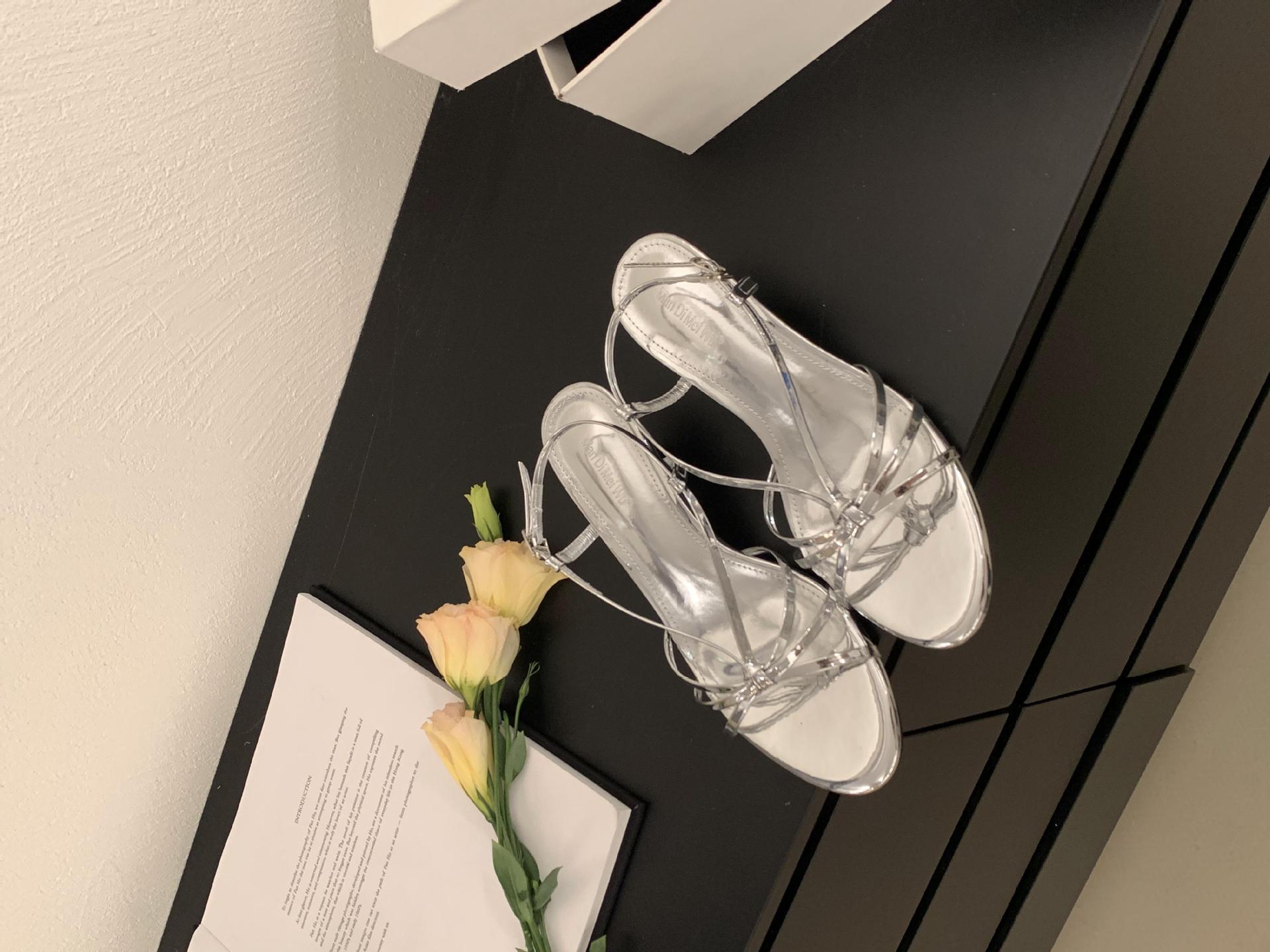 Women s Silver Summer French Style Feminine Outdoor Wear Sandals - Perfect for Daily Wear 35 серебряный