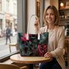 Vintage Rose Print Tote Bag Stylish Daily Carry Handbag for Women Casual Versatile Shoulder Bag