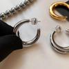 Gold-Electroplated C-Shaped Earrings for Women - Elegant Luxury, Simple and Large Circle Design