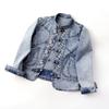 Giacca di Jeans da Donna con Collo Alto e Maniche Lunghe Vestibilità Larga Cappotto Vintage Ricamato Capospalla Casual