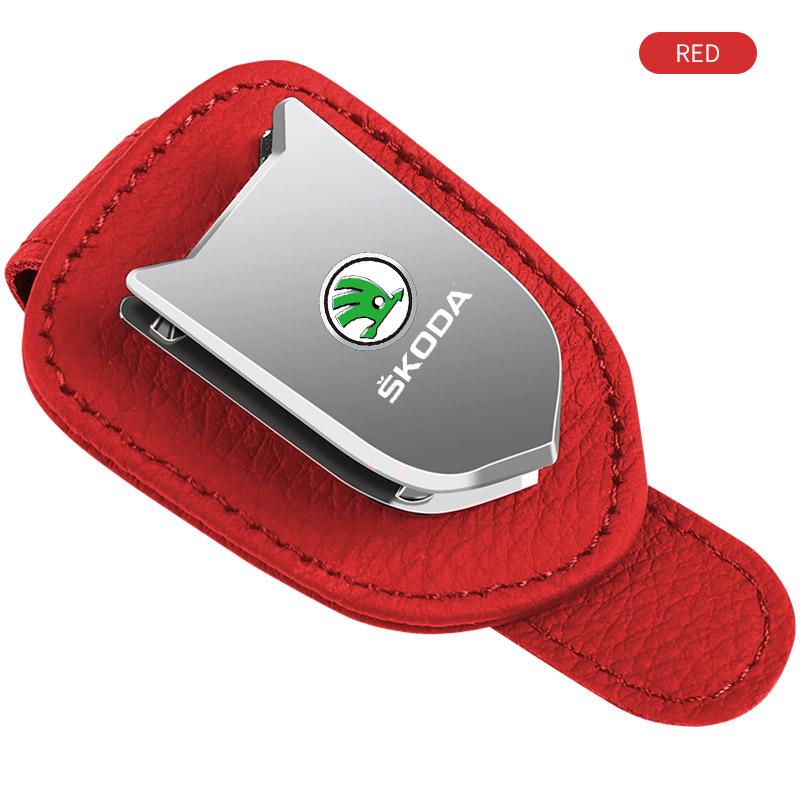 Auto Sun Visor Glasses Box Sunglasses Clip Card Ticket Holder Stand For Skoda Octavia Superb Rapid Kodiaq Karoq Fabia Kamiq Roomster Citigo