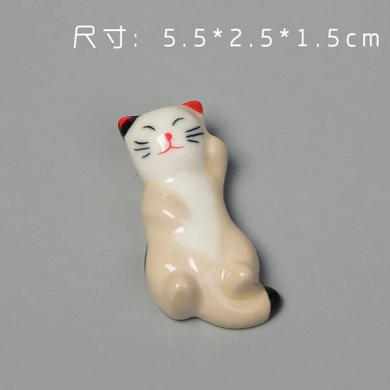Ceramic Cute Cat Chopstick Holder Tableware Japanese Style Underglaze Restaurant Simple Oval Spoon Bracket Utensil for Kitchen