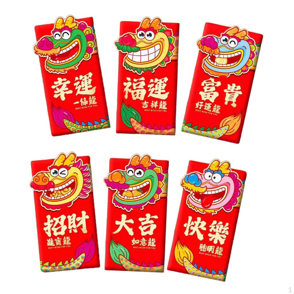 6 Stück Chinesisches Neujahr Rote Umschläge Päckchen Bargeldumschlag Tasche für