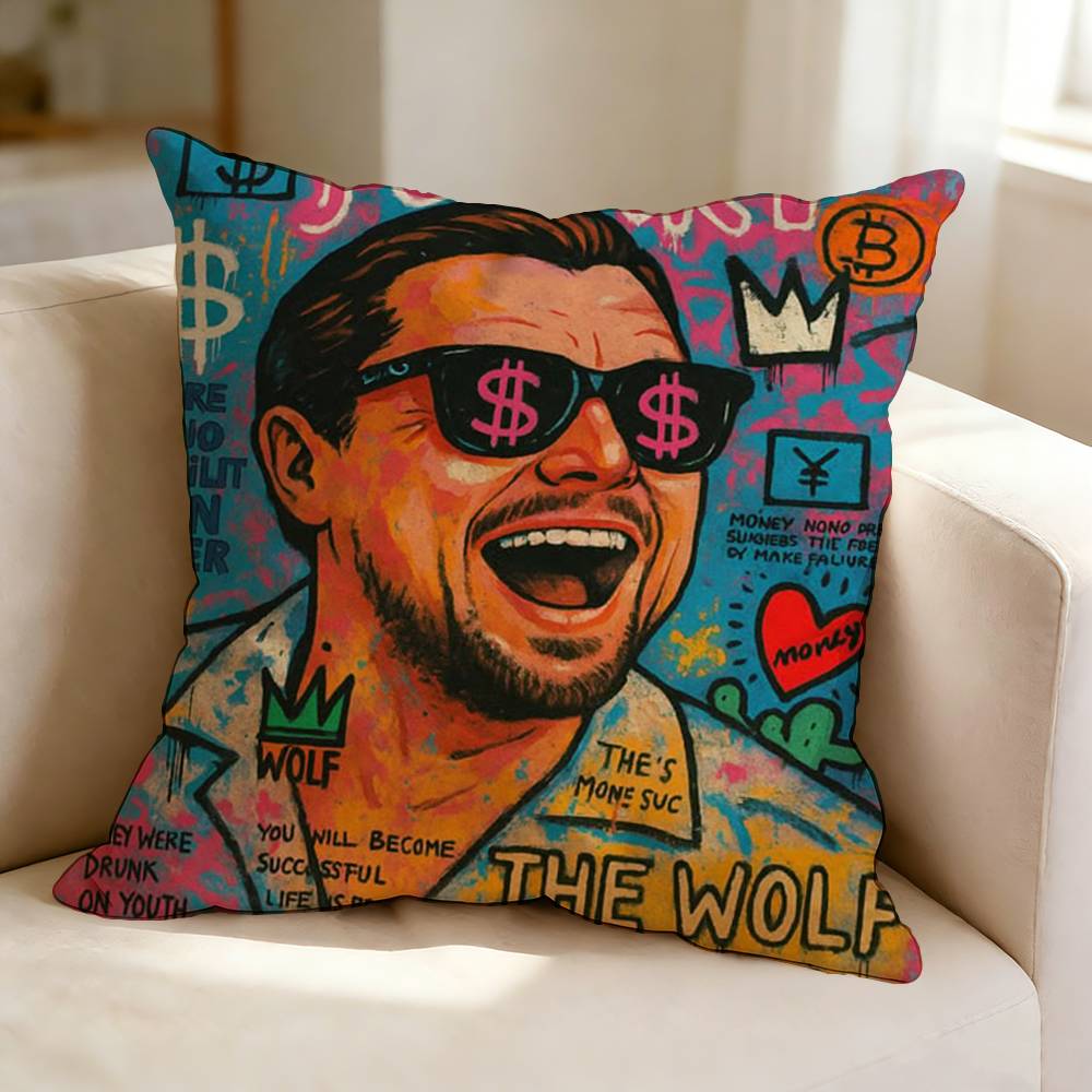 TThe Wolf of Wall Street MOVIE Square DoubleSided printed Pillow Case Bedroom Bedside Pillow Sofa Cushion Cover