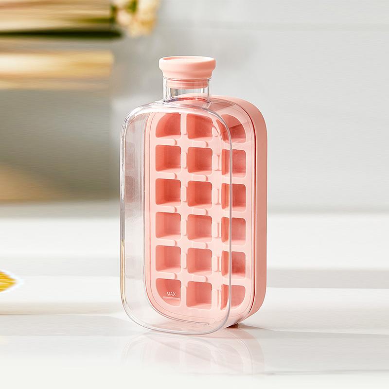 12 Grid 2-in-1 Portable Ice Tray Ice Maker Straw Water Bottle Ice Making Mold Silicone Kitchen Tools Household Ice Maker 500ML