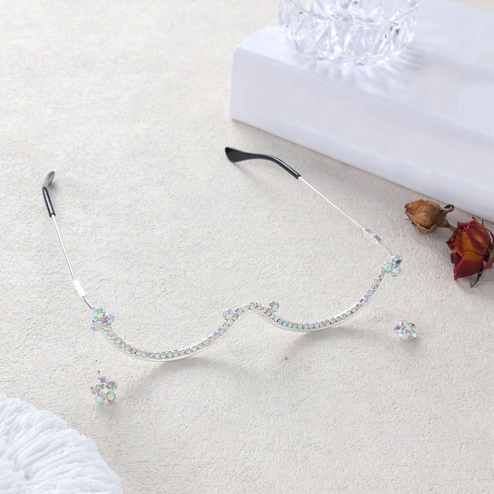 Persönlichkeit Funkelnde Strass-Brillengestelle Y2k Leichter Luxus Trendiges Brillengestell Exquisite Metall-Gesichtsdekoration Geschenk
