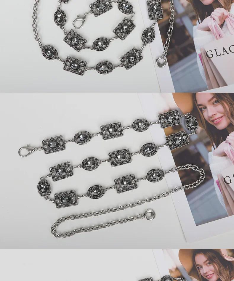 Women's Rhinestone Retro Carved Waist Chain: Versatile, Fashionable Skirt Accessory