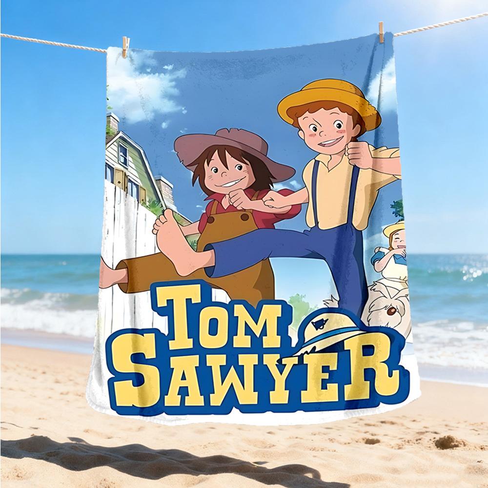 1pc Tom Sawyer Outdoor Flannel Blanket, Lightweight Warm Cozy for Travel Camping Office Soft Polyester Fabric