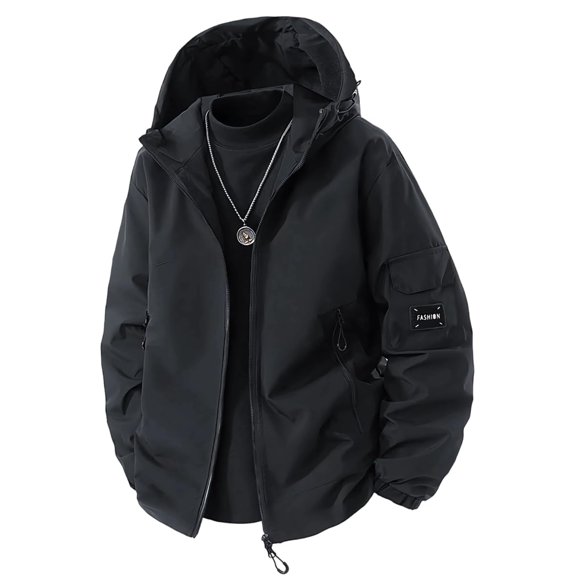 

Solid Long Plus Mountain Autumn [Kayiyasu] Men s Jacket, Windbreaker, Lightweight, Thin, Water-Repellent, Windproof, Outerwear, Warm, Color, Sleeved, чёрный
