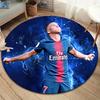 Mbappe Round Area Rug,Carpet Rug for Living Room Bedroom Sofa Playroom Decor,Non-slip Floor Mat