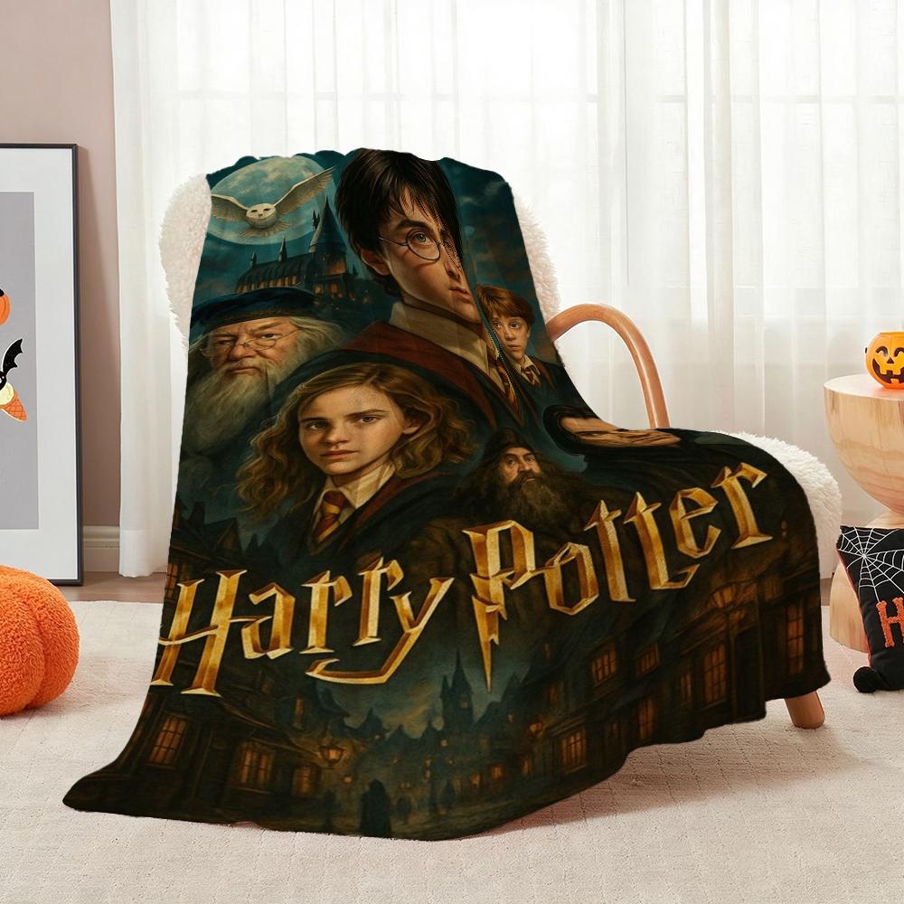 Harry Potter'S Magical World Theme Printed Blanket Breathable Fleece Blanket For Bedroom Sofa Nap Home Party Decor Memorial Gift