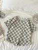 Summer 2026 Korean Style Plaid Two-Piece Set for Kids (0-3 Years) - Short Sleeve & Shorts