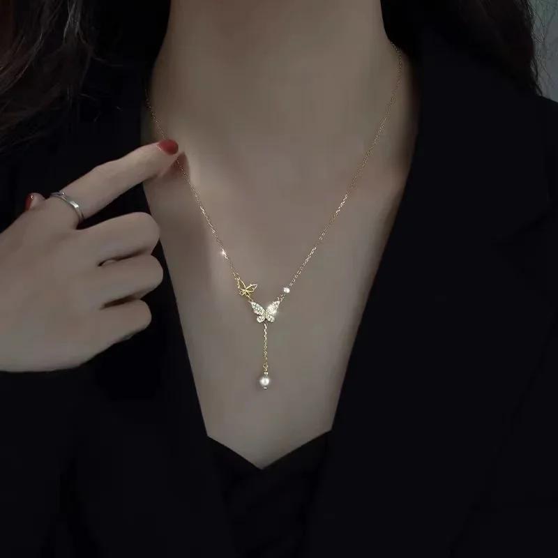 French Baroque Freshwater Pearl Pendant Necklace for Women Personalized Fashion Daily Accessories Party  Birthday Gifts