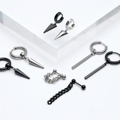 (4-teiliges Set) Bestes Preis-Leistungs-Verhältnis 02 Hängekette Lange Herren- und Damen-Piercing-Ohrringe P0336_0840_0987_1126