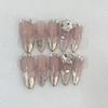10 Pcs Long Almond Handmade Press On Nails With Rhinestones Reusable Stick On False Nails