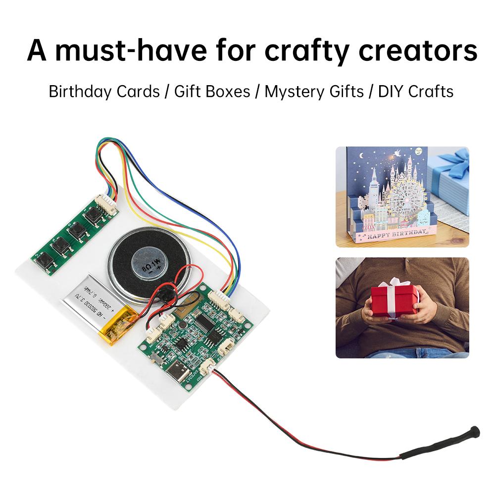 DIY Bluetooth Recording Module 3.7V Lithium Battery Record Module 8M Greeting Card TYPE-C Button/Light/Magnetic Control Model