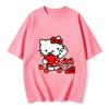 2026 New Summer HelloKitty Cute Graphic Tee Casual Short Sleeve Cotton Top for Women Girls Kawaii Cartoon Print Streetwear