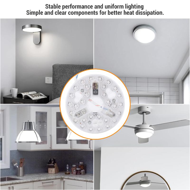 1Pcs Ceiling Fan Led Light 110V 220V 3000K 4200K 6500K 5.3 Inch Led Light Retrofit Kit 3 Color Dimmable Memory Function For Home