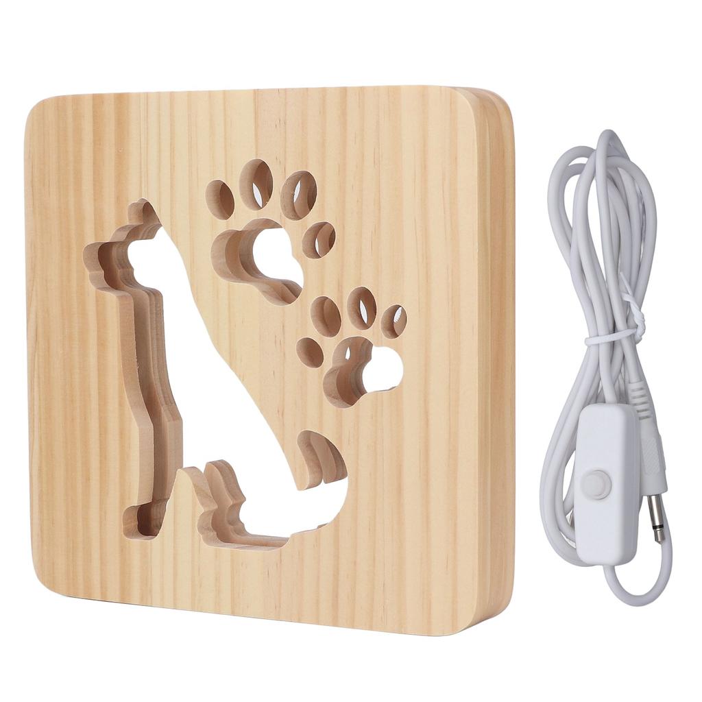 Nursery Night Light Cute Dog Hollow Design Soft 360 Degrees Lighting USB Power Night Light Lamp for