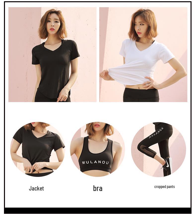 Women's Quick-Dry Yoga Set: Hollow Out Top with Short Sleeves and Tight Pants - 3-Piece Summer Fitness Outfit