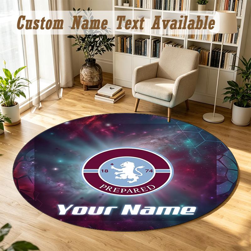 Round Rug Custom NameAston Villa Pattern Non Slip Carpet Home Floor Decor