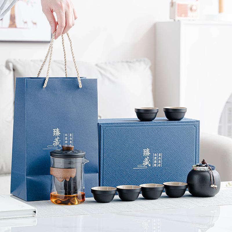 

Glass travel tea set portable express cup outdoor kung fu teacup Japanese teapot business gift set