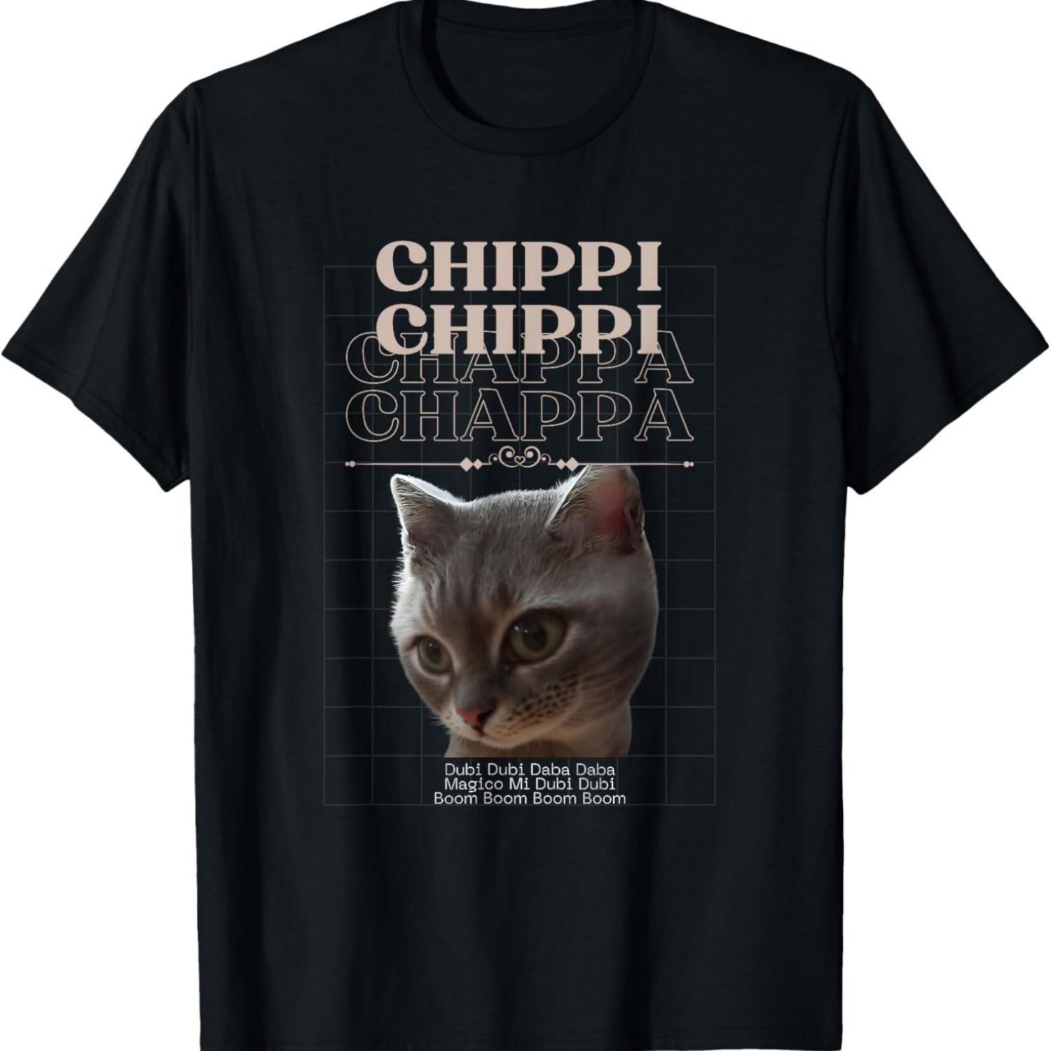 

Chippi Chippi Chappa Chappa Dancing Cat Meme T-Shirt for Men Women S чёрный