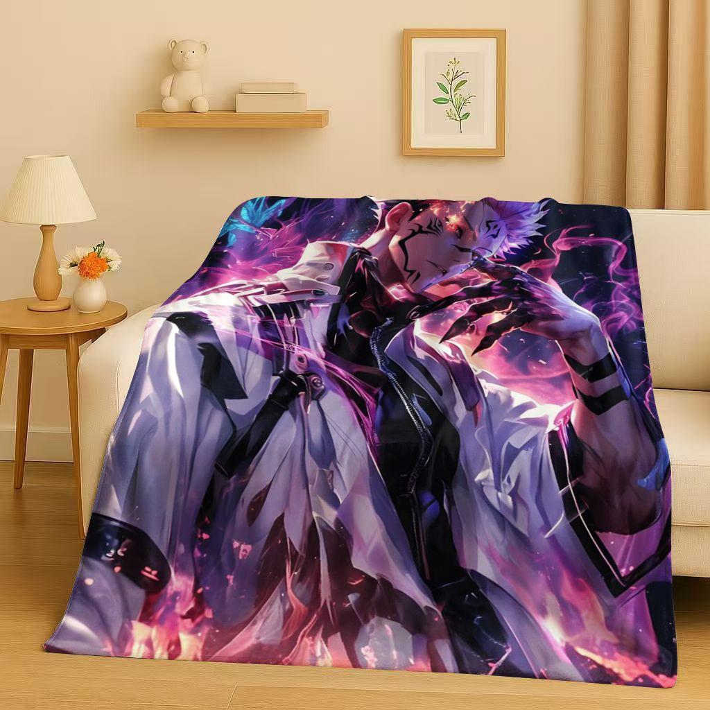 Anime Jujutsu Kaisen Cartoon Itadori Yuj Flanelldecke, Ultraweiche Warme Plüschdecke für Zuhause Schlafzimmer Bett Sofa Abdeckung Kindergeschenk