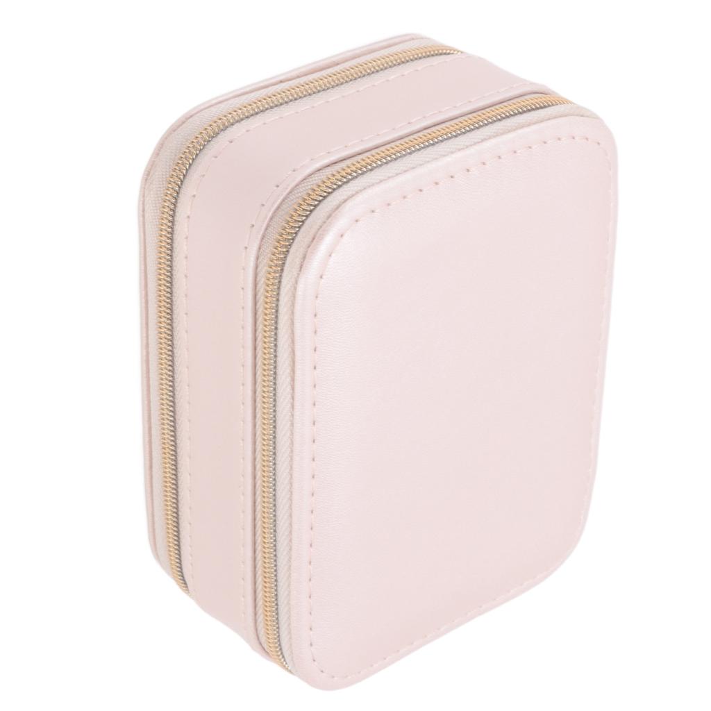 Jewelry Case Double Layer Portable Pink Necklace Hook Design Convenient Handle Travel Jewelry Box
