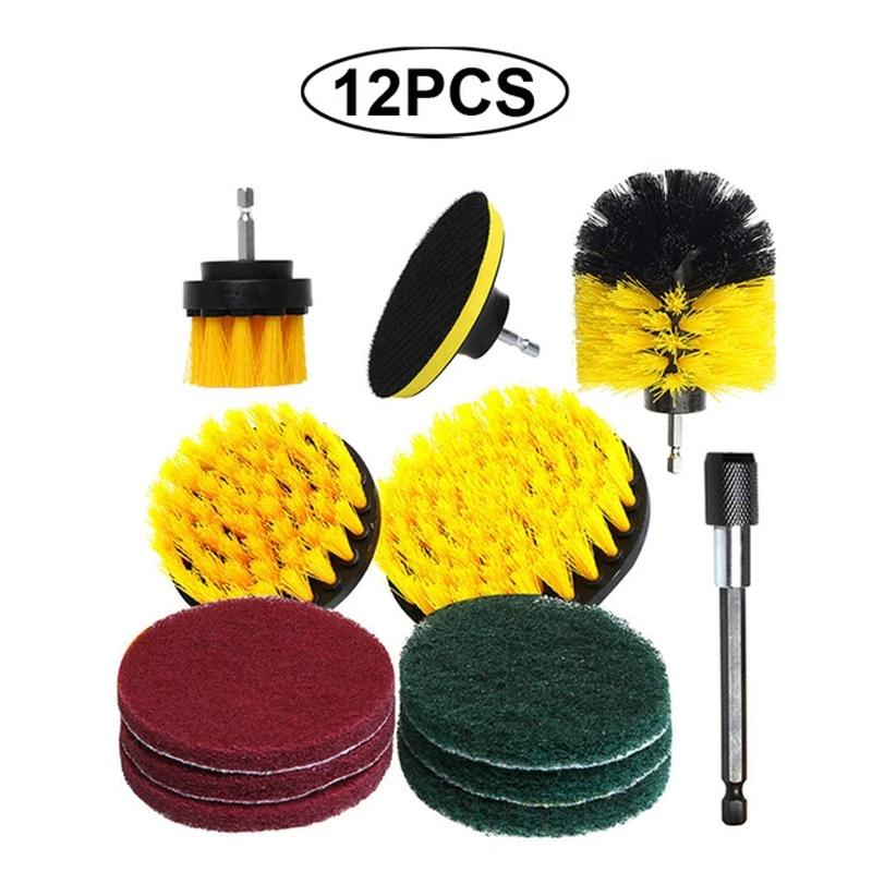 Car Detailig Brushes Set Drill Brush Attachment Set Heavy Duty Power Scrubber Brushes for Bathroom Kitchen Auto Cleaing Supplies
