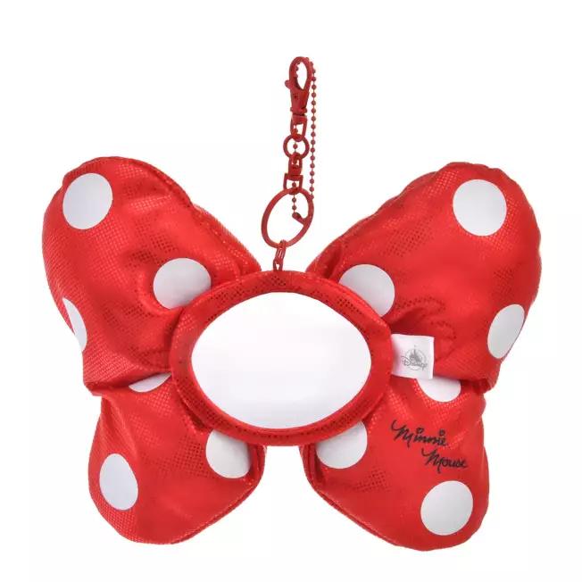 Disney Minnie Plush Keychain Mirror MINNIE'S DOT RIBBON Japan NEW Disney Store