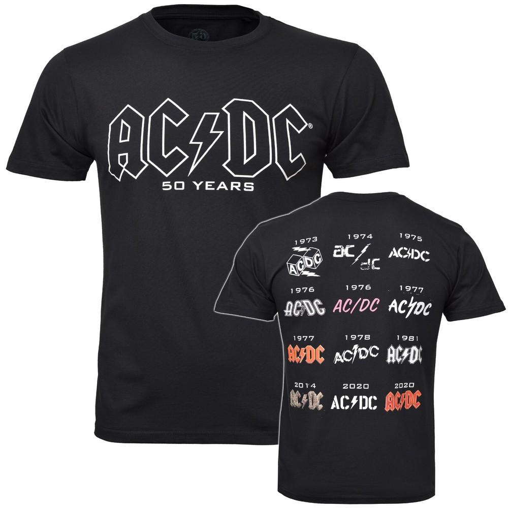 

AC DC Logo History T Shirt Official 50Th Anniversary Fifty Years New M