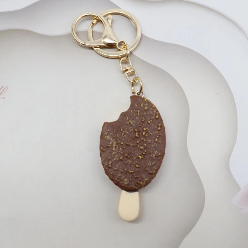 1Pcs Cute Ice Cream Keychain Mini Simulation Chocolate Pendant Versatile Bag Charm For Daily Decoration