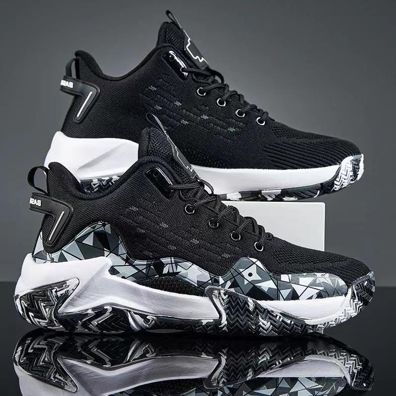 

Men s 2024 Flyknit Mesh Breathable Thick-Soled Basketball and Running Shoes 43 черный белый